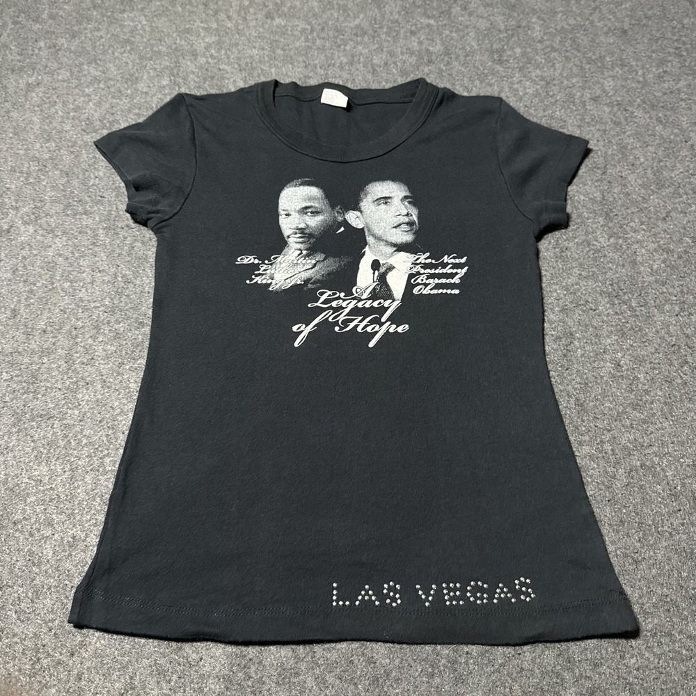 VTG Y2K MLK Obama A Legacy of Hope Las Vegas Womens Baby Tee Style Shirt Size S